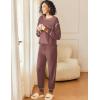 Ekouaer Womens Pajamas Set Waffle Knit Long Sleeve Lounge Set 2 Piece Pj Loungewear Sleepwear S-XXL(Light Coral)