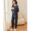 Ekouaer Womens Pajamas Set Waffle Knit Long Sleeve Lounge Set 2 Piece Pj Loungewear Sleepwear S-XXL(Navy Blue)
