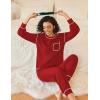Ekouaer Womens Pajamas Set Waffle Knit Long Sleeve Lounge Set 2 Piece Pj Loungewear Sleepwear S-XXL(Red)