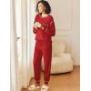 Ekouaer Womens Pajamas Set Waffle Knit Long Sleeve Lounge Set 2 Piece Pj Loungewear Sleepwear S-XXL(Red)