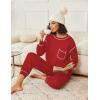 Ekouaer Womens Pajamas Set Waffle Knit Long Sleeve Lounge Set 2 Piece Pj Loungewear Sleepwear S-XXL(Red)