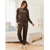 Ekouaer Womens Pajamas Sets Velvet Long Sleeve Jogger Pjs Soft Sleepwear 2 Piece Lounge Sets Casual Tracksuits(Brown)