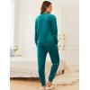 Ekouaer Womens Pajamas Sets Velvet Long Sleeve Jogger Pjs Soft Sleepwear 2 Piece Lounge Sets Casual Tracksuits(Dark Cyan)