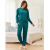 Ekouaer Womens Pajamas Sets Velvet Long Sleeve Jogger Pjs Soft Sleepwear 2 Piece Lounge Sets Casual Tracksuits(Dark Cyan)