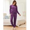 Ekouaer Womens Pajamas Sets Velvet Long Sleeve Jogger Pjs Soft Sleepwear 2 Piece Lounge Sets Casual Tracksuits(Dark Purple)