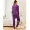 Ekouaer Womens Pajamas Sets Velvet Long Sleeve Jogger Pjs Soft Sleepwear 2 Piece Lounge Sets Casual Tracksuits(Dark Purple)