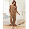 Ekouaer Womens Pajamas Sets Velvet Long Sleeve Jogger Pjs Soft Sleepwear 2 Piece Lounge Sets Casual Tracksuits(Khaki)