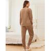 Ekouaer Womens Pajamas Sets Velvet Long Sleeve Jogger Pjs Soft Sleepwear 2 Piece Lounge Sets Casual Tracksuits(Khaki)