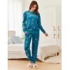 Ekouaer Womens Pajamas Sets Velvet Long Sleeve Jogger Pjs Soft Sleepwear 2 Piece Lounge Sets Casual Tracksuits(Leopard Green)