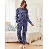 Ekouaer Womens Pajamas Sets Velvet Long Sleeve Jogger Pjs Soft Sleepwear 2 Piece Lounge Sets Casual Tracksuits(Leopard Purple)