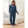 Ekouaer Womens Pajamas Sets Velvet Long Sleeve Jogger Pjs Soft Sleepwear 2 Piece Lounge Sets Casual Tracksuits(Navy Blue)