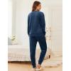Ekouaer Womens Pajamas Sets Velvet Long Sleeve Jogger Pjs Soft Sleepwear 2 Piece Lounge Sets Casual Tracksuits(Navy Blue)