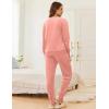 Ekouaer Womens Pajamas Sets Velvet Long Sleeve Jogger Pjs Soft Sleepwear 2 Piece Lounge Sets Casual Tracksuits(Pinkish Orange)