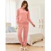 Ekouaer Womens Pajamas Sets Velvet Long Sleeve Jogger Pjs Soft Sleepwear 2 Piece Lounge Sets Casual Tracksuits(Pinkish Orange)