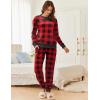 Ekouaer Womens Pajamas Sets Velvet Long Sleeve Jogger Pjs Soft Sleepwear 2 Piece Lounge Sets Casual Tracksuits(Plaid Red)