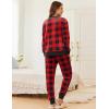 Ekouaer Womens Pajamas Sets Velvet Long Sleeve Jogger Pjs Soft Sleepwear 2 Piece Lounge Sets Casual Tracksuits(Plaid Red)