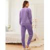 Ekouaer Womens Pajamas Sets Velvet Long Sleeve Jogger Pjs Soft Sleepwear 2 Piece Lounge Sets Casual Tracksuits(Purple)