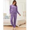 Ekouaer Womens Pajamas Sets Velvet Long Sleeve Jogger Pjs Soft Sleepwear 2 Piece Lounge Sets Casual Tracksuits(Purple)