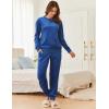 Ekouaer Womens Pajamas Sets Velvet Long Sleeve Jogger Pjs Soft Sleepwear 2 Piece Lounge Sets Casual Tracksuits(Royal Blue)