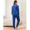 Ekouaer Womens Pajamas Sets Velvet Long Sleeve Jogger Pjs Soft Sleepwear 2 Piece Lounge Sets Casual Tracksuits(Royal Blue)