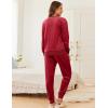 Ekouaer Womens Pajamas Sets Velvet Long Sleeve Jogger Pjs Soft Sleepwear 2 Piece Lounge Sets Casual Tracksuits(Wine Red)
