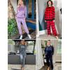 Ekouaer Womens Pajamas Sets Velvet Long Sleeve Jogger Pjs Soft Sleepwear 2 Piece Lounge Sets Casual Tracksuits(Wine Red)