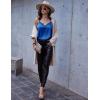 Ekouaer Women’s Satin Camisole Lace Silk Satin Pajama Tank Tops V Neck Soft Spaghetti Strap Loose Sleepwear(Black & Royal Blue)