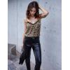 Ekouaer Women’s Satin Camisole Lace Silk Satin Pajama Tank Tops V Neck Soft Spaghetti Strap Loose Sleepwear(Classic Leopard)