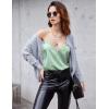 Ekouaer Women’s Satin Camisole Lace Silk Satin Pajama Tank Tops V Neck Soft Spaghetti Strap Loose Sleepwear(Light Water Green)