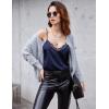 Ekouaer Women’s Satin Camisole Lace Silk Satin Pajama Tank Tops V Neck Soft Spaghetti Strap Loose Sleepwear(Navy Blue)