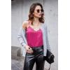 Ekouaer Women’s Satin Camisole Lace Silk Satin Pajama Tank Tops V Neck Soft Spaghetti Strap Loose Sleepwear(Rose Red)