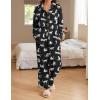 Ekouaer Womens Satin Silky Pajama Set 2 Piece Print PJs Soft Loungewear Button Down Sleepwear with Elastic Waist Long Pants(B-black Leopard)