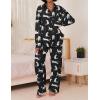 Ekouaer Womens Satin Silky Pajama Set 2 Piece Print PJs Soft Loungewear Button Down Sleepwear with Elastic Waist Long Pants(B-black Leopard)