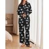 Ekouaer Womens Satin Silky Pajama Set 2 Piece Print PJs Soft Loungewear Button Down Sleepwear with Elastic Waist Long Pants(B-black Leopard)