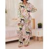 Ekouaer Womens Satin Silky Pajama Set 2 Piece Print PJs Soft Loungewear Button Down Sleepwear with Elastic Waist Long Pants(B-black Panther Seed)