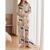 Ekouaer Womens Satin Silky Pajama Set 2 Piece Print PJs Soft Loungewear Button Down Sleepwear with Elastic Waist Long Pants(B-black Panther Seed)
