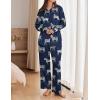 Ekouaer Womens Satin Silky Pajama Set 2 Piece Print PJs Soft Loungewear Button Down Sleepwear with Elastic Waist Long Pants(B-black Zebra)