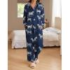 Ekouaer Womens Satin Silky Pajama Set 2 Piece Print PJs Soft Loungewear Button Down Sleepwear with Elastic Waist Long Pants(B-black Zebra)