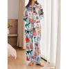 Ekouaer Womens Satin Silky Pajama Set 2 Piece Print PJs Soft Loungewear Button Down Sleepwear with Elastic Waist Long Pants(B-blue Cat)