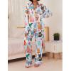 Ekouaer Womens Satin Silky Pajama Set 2 Piece Print PJs Soft Loungewear Button Down Sleepwear with Elastic Waist Long Pants(B-blue Cat)