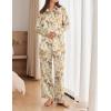 Ekouaer Womens Satin Silky Pajama Set 2 Piece Print PJs Soft Loungewear Button Down Sleepwear with Elastic Waist Long Pants(B-champagne Horse)