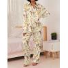 Ekouaer Womens Satin Silky Pajama Set 2 Piece Print PJs Soft Loungewear Button Down Sleepwear with Elastic Waist Long Pants(B-champagne Horse)
