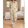 Ekouaer Womens Satin Silky Pajama Set 2 Piece Print PJs Soft Loungewear Button Down Sleepwear with Elastic Waist Long Pants(B-champagne Horse)