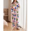 Ekouaer Womens Satin Silky Pajama Set 2 Piece Print PJs Soft Loungewear Button Down Sleepwear with Elastic Waist Long Pants(B-pink Pigeon)