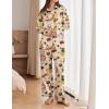 Ekouaer Womens Satin Silky Pajama Set 2 Piece Print PJs Soft Loungewear Button Down Sleepwear with Elastic Waist Long Pants(B-yellow Dog)