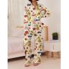 Ekouaer Womens Satin Silky Pajama Set 2 Piece Print PJs Soft Loungewear Button Down Sleepwear with Elastic Waist Long Pants(B-yellow Dog)