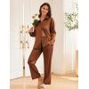 Ekouaer Womens Satin Silky Pajama Set 2 Piece Print PJs Soft Loungewear Button Down Sleepwear with Elastic Waist Long Pants(Clay)