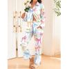 Ekouaer Womens Satin Silky Pajama Set 2 Piece Print PJs Soft Loungewear Button Down Sleepwear with Elastic Waist Long Pants(Colorful Bow)