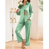 Ekouaer Womens Satin Silky Pajama Set 2 Piece Print PJs Soft Loungewear Button Down Sleepwear with Elastic Waist Long Pants(Ice Green)