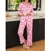 Ekouaer Womens Satin Silky Pajama Set 2 Piece Print PJs Soft Loungewear Button Down Sleepwear with Elastic Waist Long Pants(Love Cake Print)